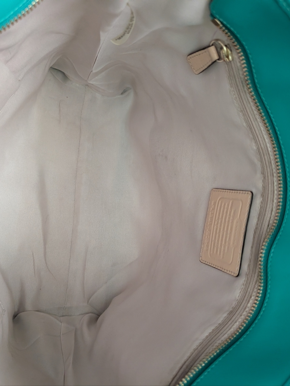 Coach Peyton Turquoise Tote with Gold Accent - Picture 11 of 13